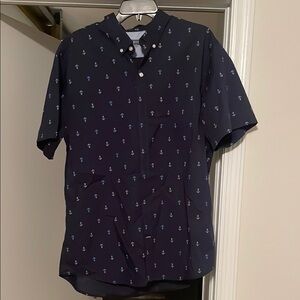 Izod Blue Casual Button Down Shirt with Pattern